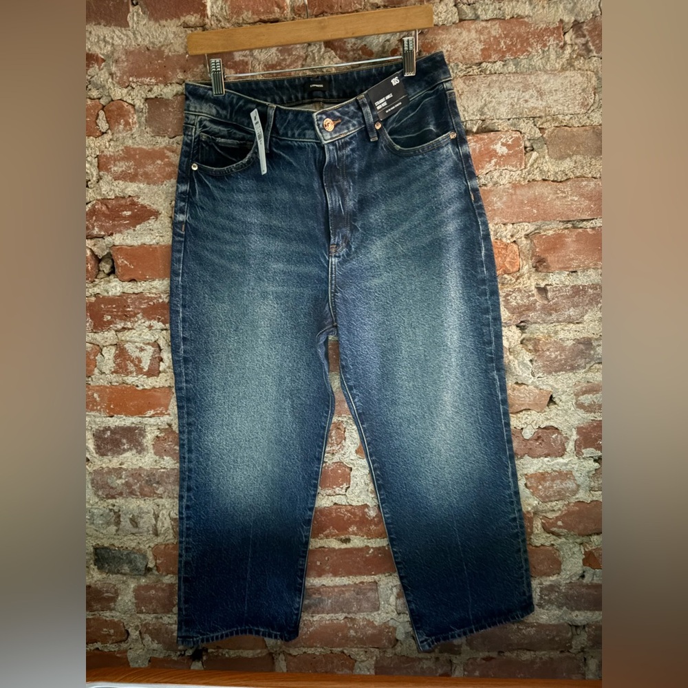 express straight ankle high rise jeans womens 50/50 rigid stretch - Picture 3 of 3